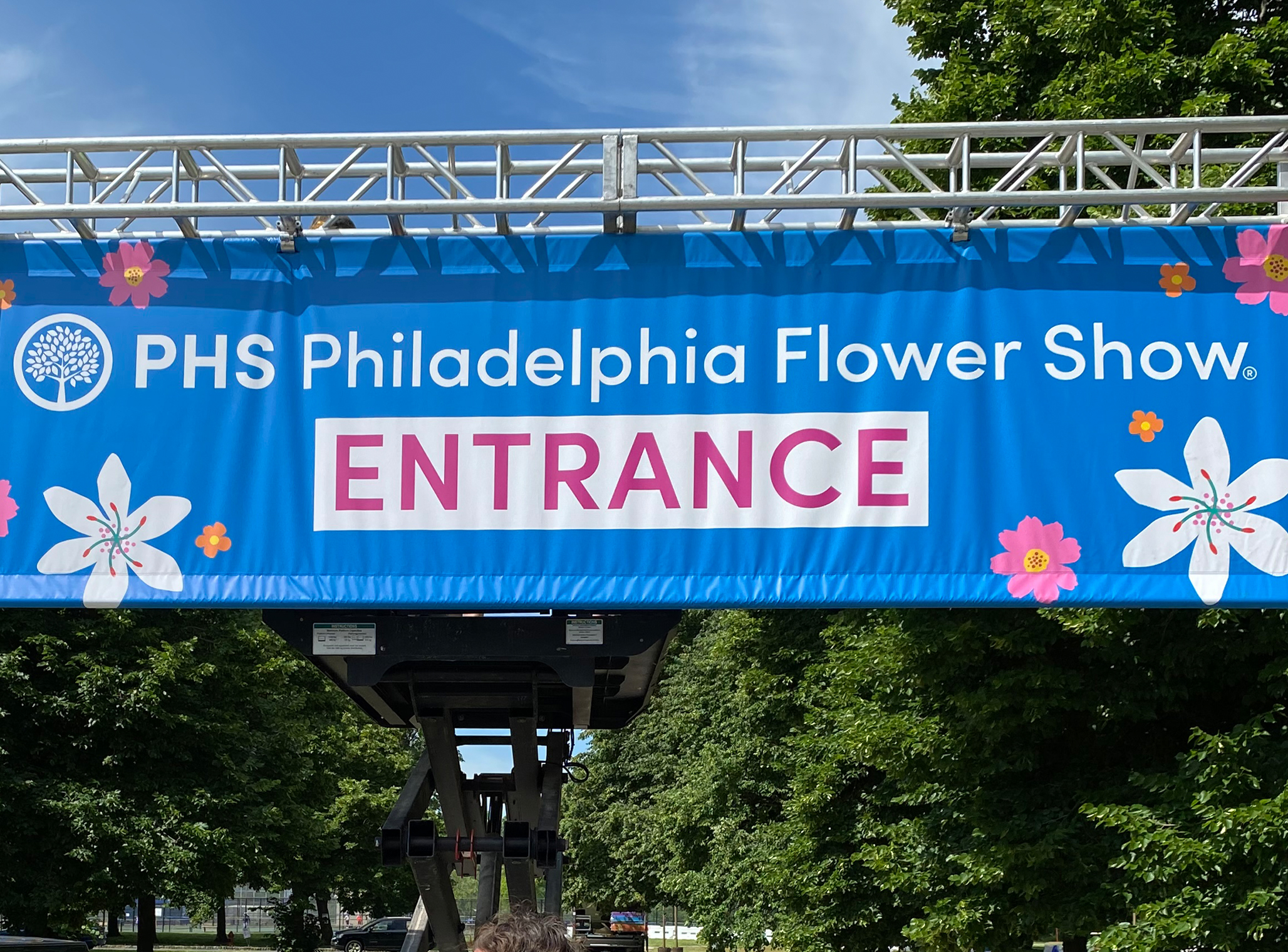 Entrance banner to the 2021 Flower Show.