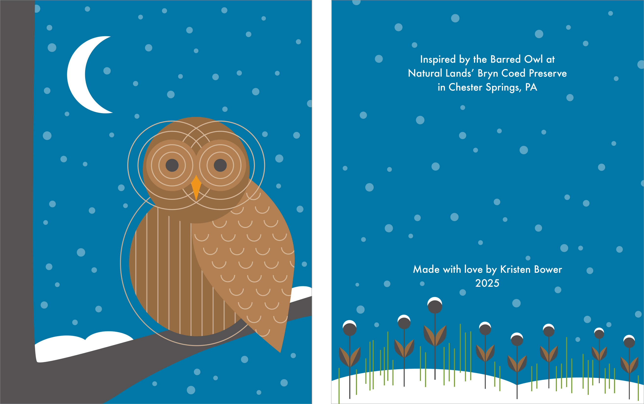 Cover and back cover of my 2025 holiday card.