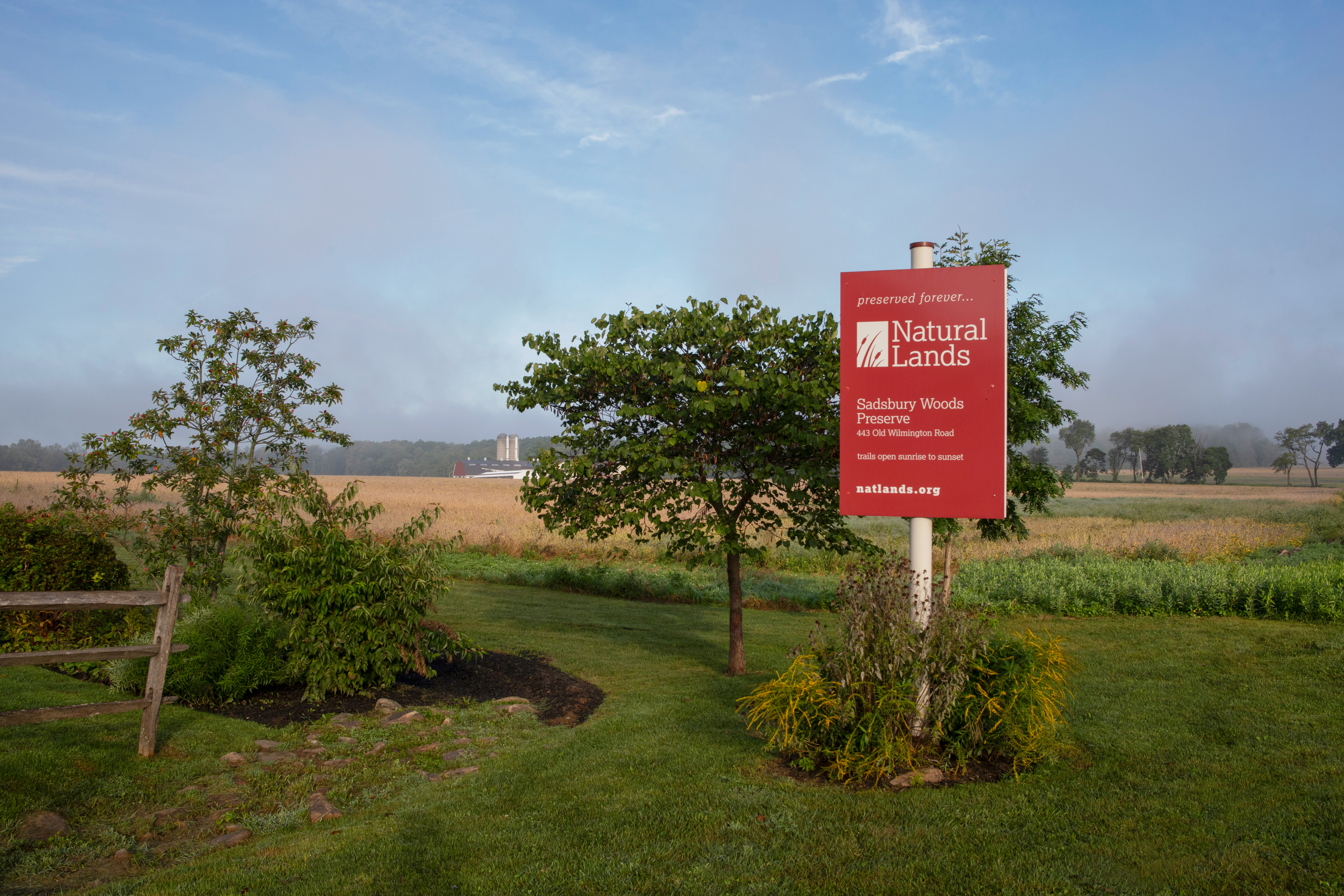 Identification sign for Sadsbury Woods Preserve.