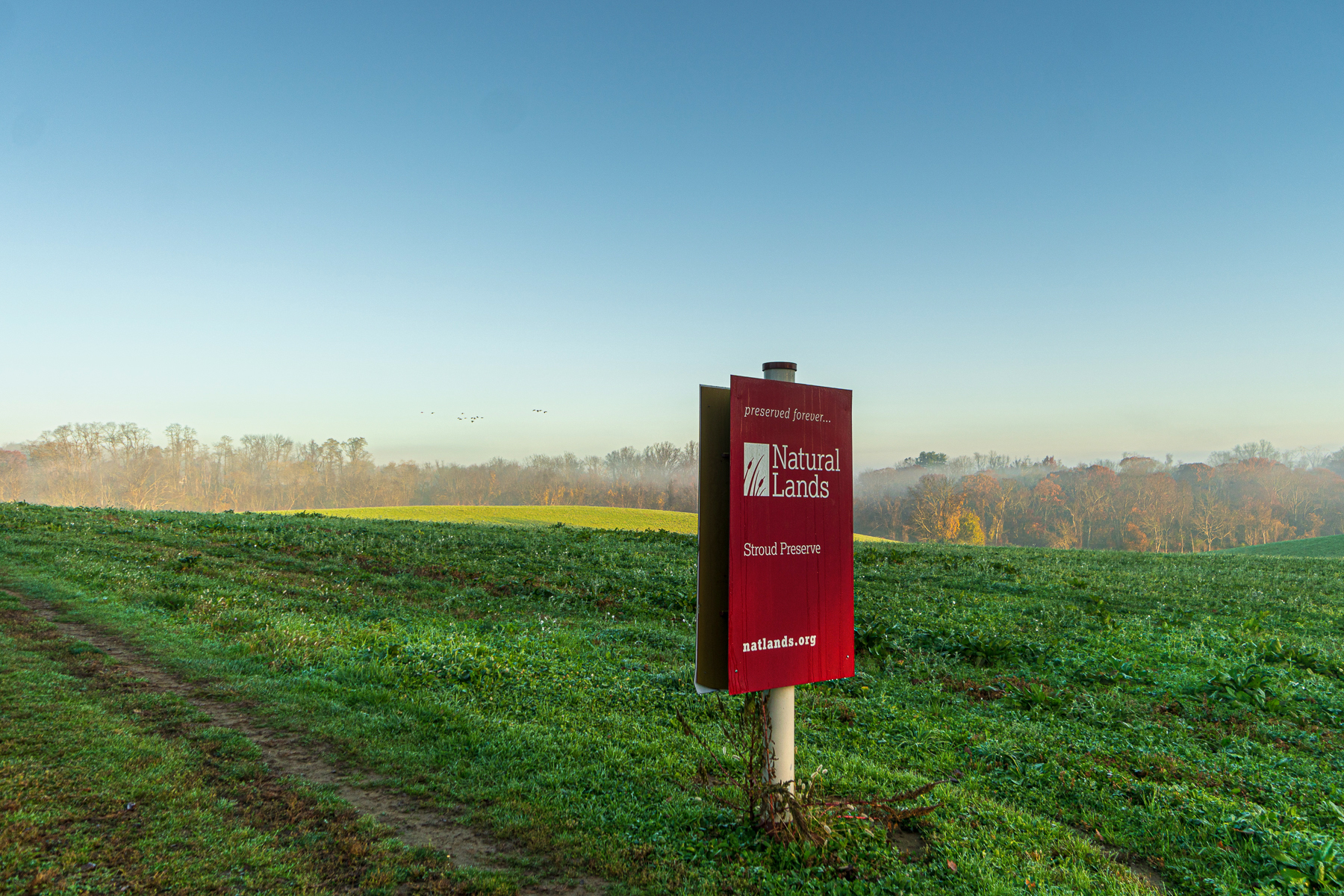 Identification sign for Stroud Preserve.