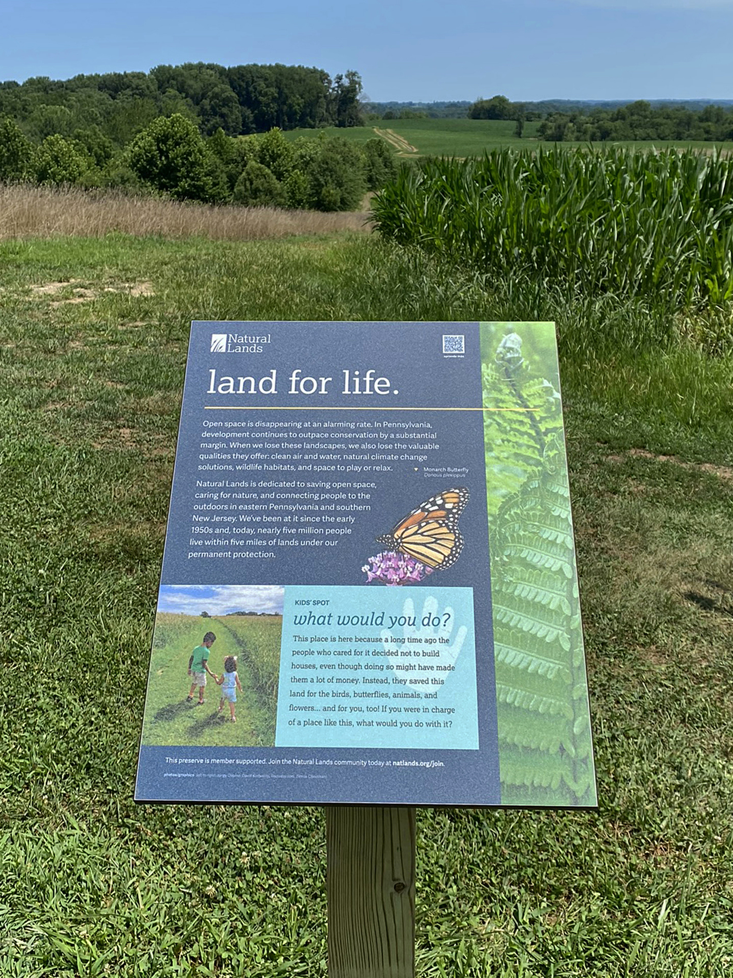 Interpretive sign at ChesLen Preserve.