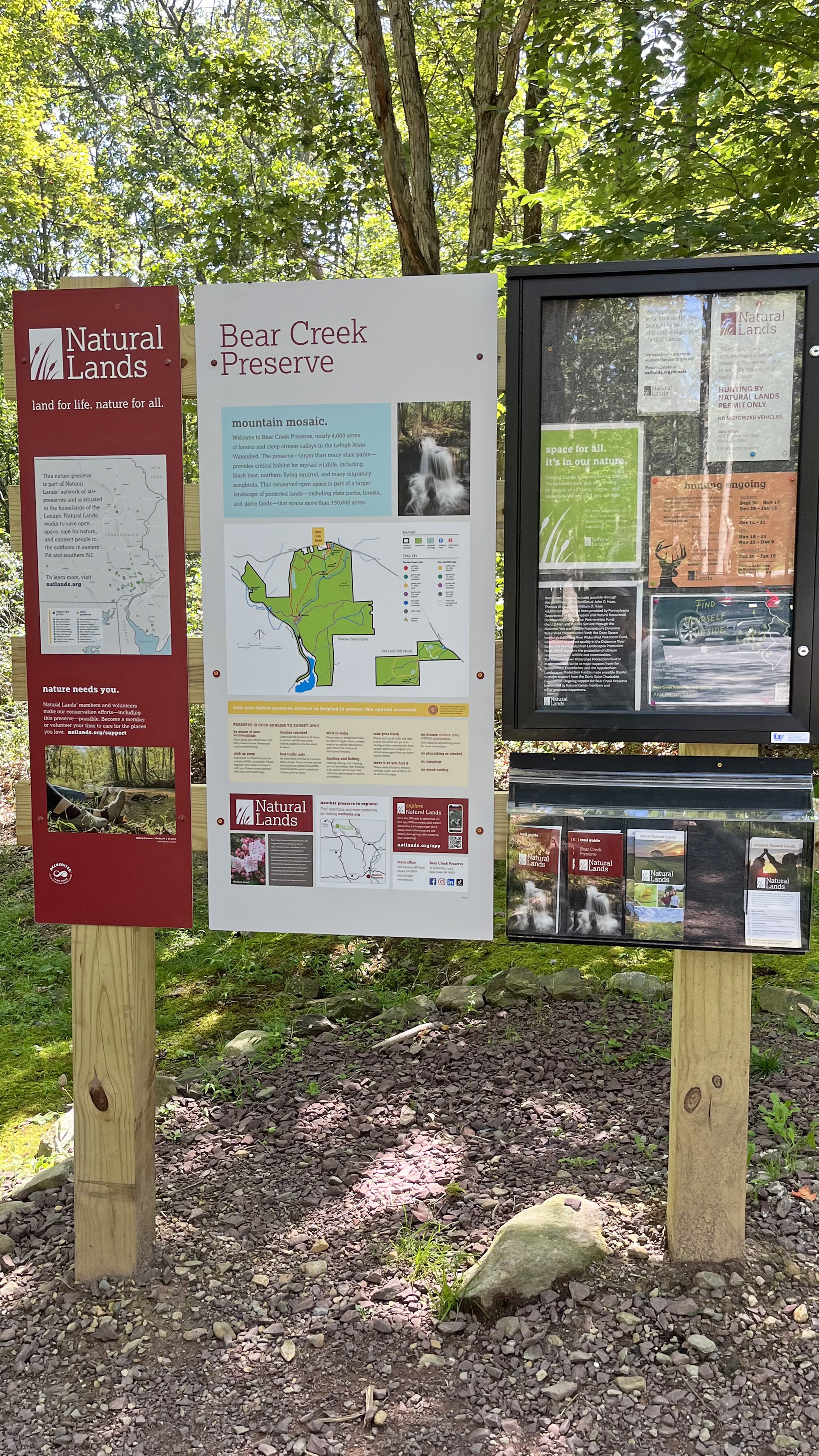 Information kiosk for Bear Creek Preserve.