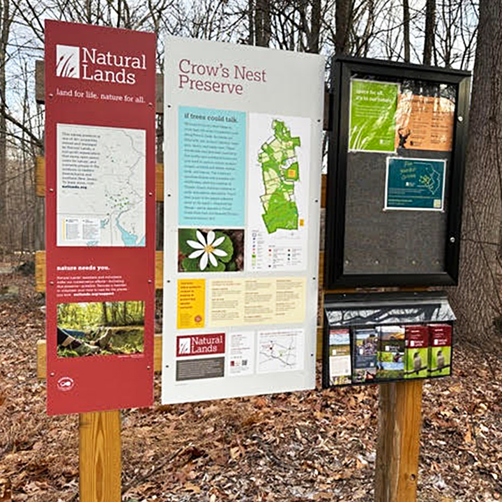 Wayfinding signage for Natural Lands.